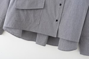 Kemeja wanita kasual modis terbaru 2026, motif kotak-kotak, kerah berdiri, longgar, bergaya retro, lengan panjang. - Product Image 5