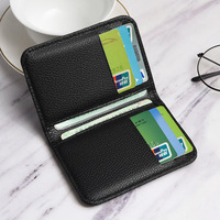 Dompet Kartu Bisnis Kulit PU Lipat Tipis Super Slim Portabel, Tempat Kartu Pria 3 in 1 Tipis