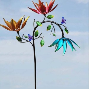 Moulin à vent rotatif coloré en fer forgé en forme de tournesol, décoration moderne <span class=keywords><strong>et</strong></span> minimaliste pour patio extérieur, pelouse <span class=keywords><strong>et</strong></span> jardin, cadeau - Product Image 4
