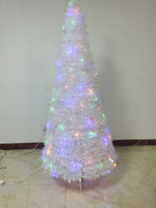 ต้นคริสต์มาสพับได้แบบป๊อปอัพ พร้อมริบบิ้น เกล็ดหิมะคริสต์มาส และไฟ LED - Product Image 3