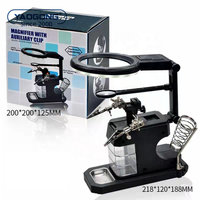 YAOGONG LED Light Helping Hands Magnifier Soldering Station,Magnifying Glass Stand With Auxiliary Clamp and Alligator Clip