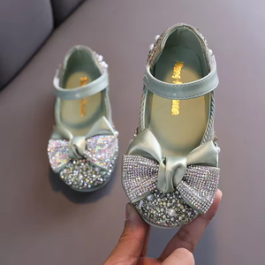 Chaussures colorées printemps-automne pour enfants, avec nœud, perles, strass, jolies chaussures de princesse pour bébés filles, idéales pour la danse - Product Image 4