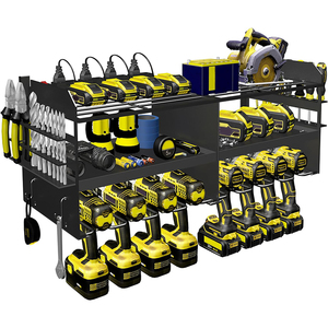 JH-Mech Werkzeug regal mit 8 Bohr schlitzen Utility Storage Rack Weit verbreiteter Hochleistungs-Metallwerkzeug-Organizer mit Ladestation - Product Image 1