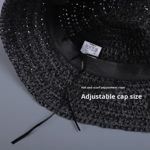 Sombrero de Paja Tejido a Mano para Mujer, Plegable, Protección Solar, Estilo Casual, para Playa, Viajes, Pesca - Product Image 4