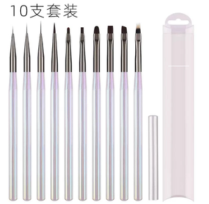 10 Estilos de Pinceles para Decoración de Uñas Acrílicas Aurora, Pincel Transparente de Colores Brillantes para Pintar con Gel UV - Product Image 1