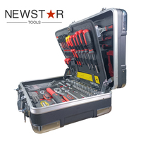 Ensemble d'outils à main automobiles de 499 pièces, boîte à outils complète, chariot de rangement en aluminium, valise à outils avec roues