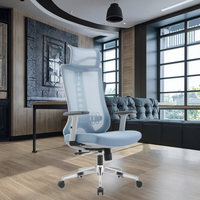 Chaise de bureau ergonomique ZHONG BAI de haute qualité, pivotante, réglable en hauteur, avec dossier haut en maille, base en acier et accoudoirs fixes