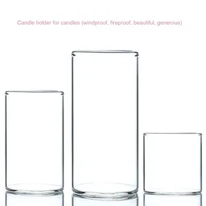 Alto <span class=keywords><strong>vetro</strong></span> borosilicato portacandele e vaso idroponico trasparente decorazione <span class=keywords><strong>per</strong></span> la casa ornamento con bocca larga antivento tazza vuota - Product Image 4