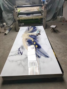 Cao bóng UV tráng đá cẩm thạch 600*1200 mét PVC đá cẩm thạch nhựa tấm đá cẩm thạch PVC 3 mét UV Bảng điều chỉnh - Product Image 2