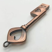 Flash Drive USB 2.0 Bentuk Kunci Retro Grosir 128MB-256GB Logam dengan Kecepatan Tinggi