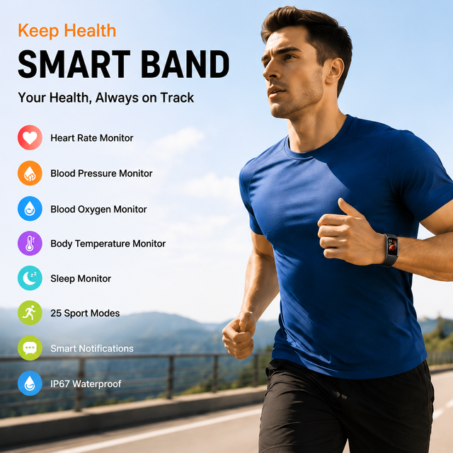 C68L All-in-One Fitness Tracker: Health Monitor, 25 Sports, Notifications, IP67 Waterproof, 12-Day Last