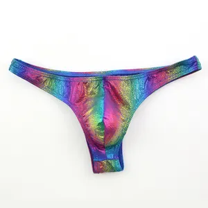 Mannen Slips Regenboog Streep Strakke Ondergoed Quick-Dry Onderbroek Sportman Gym Fitness Slipje Elastische Shorts Thongs