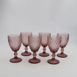 Goblets Wedding Party Red Wine Glasses Blue Textured Colored Glassware Amber Wine Glasses