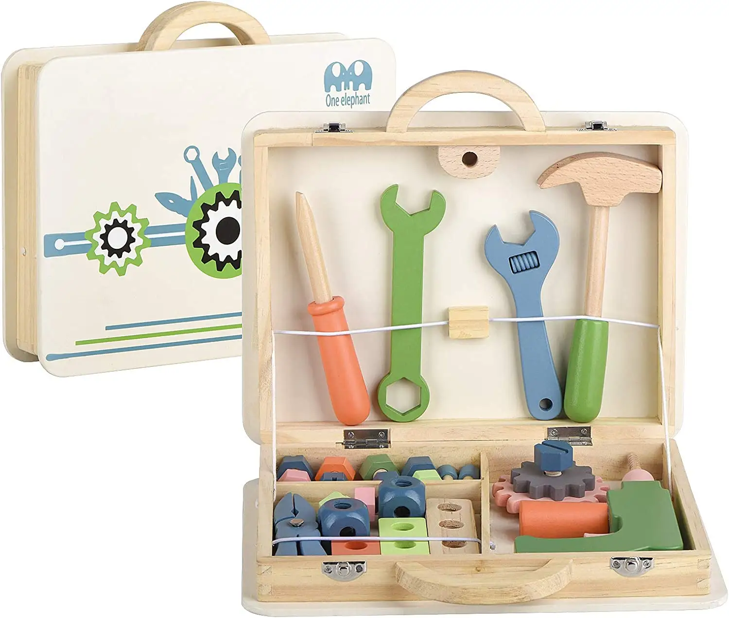 Wooden Tool Kit for Kid with Wooden Tool Box Educational DIY Construction STEM Toy Preschool Learning Toy Gifts for Toddlers