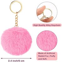 En gros, Pompon en fausse fourrure de lapin de 8 cm, pelucheux et moelleux, motif fleur de dessin animé, pour voiture, pendentif de sac et porte-clés