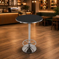 Verstellbarer Bartisch für Zuhause mit Runder Tischplatte, Verchromtem Sockel, Fußstütze und Ringdesign für Kücheninsel, Frühstücksecke, Balkon - Platzsparendes Design