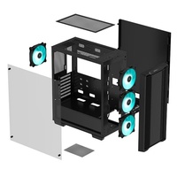 Boîtier d'ordinateur Deepcool CC560 Mid Tower pour cartes mères Mini-ITX/Micro-ATX/ATX, acier et plastique, 7 emplacements d'extension, refroidissement par eau, en stock