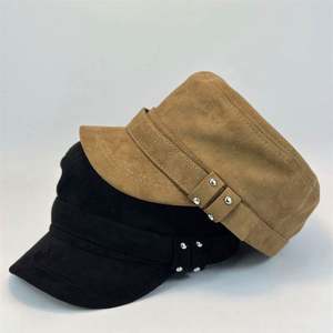 Gorra de béisbol retro de otoño-invierno para mujer, estilo coreano, a la moda, de gamuza, para exteriores, con parte superior plana y visera grande. - Product Image 2