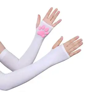 Guantes sin dedos para mujeres y niñas, manoplas de silicona 3D con diseño de pata de gato, para Halloween, UV, para uso en el hogar