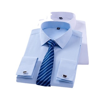 Camicie da uomo di alta qualità camicie a doppio polsino in cotone camicie eleganti da lavoro con collo quadrato a maniche lunghe disponibili in stock - Product Image 5