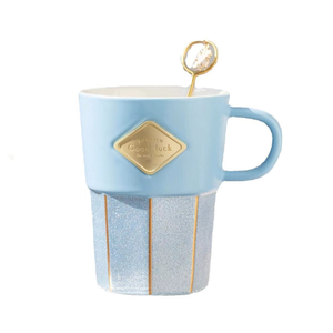 Taza de Café de Cerámica con Diseño de Dibujos Animados, Borde Dorado, Asa con Placa de Identificación, Capacidad de 320 ml, Apta para Fiestas, con Cuchara, Apta para Lavavajillas y Microondas - Product Image 5