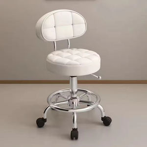 Taburete de Belleza Metálico Ajustable para Salón de Belleza, Peluquería y Barbería, Silla Redonda con Cuero Sintético y Material de Hierro - Product Image 3