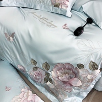 Feuilles de coton percale de refroidissement 4PC Queen Size régulation de température pour les nuits chaudes ensemble de literie brodé