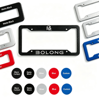 Cadre de plaque d'immatriculation BOLONG taille US en ABS avec aspect fibre de carbone, logo personnalisé en relief pour accessoires extérieurs de voitures américaines