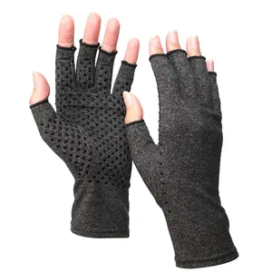 stock custom anti slip grip palm finger less typing rheumatoid arthritis compression hand therapy cotton gloves for pain