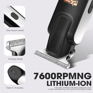 Cortadora de pelo eléctrica DSP, cuchillas de acero inoxidable, longitud ajustable, uso profesional en salón, para recortar la barba y el cabello de los hombres - Product Image 5