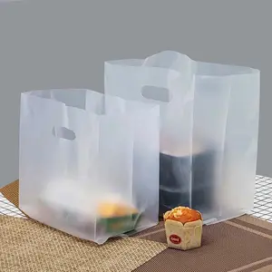 カスタムプリントクリアプラスチックテイクアウトドリンクバッグ透明ミルクティーカップテイクアウトバッグハンドル付きキャリアビニール袋