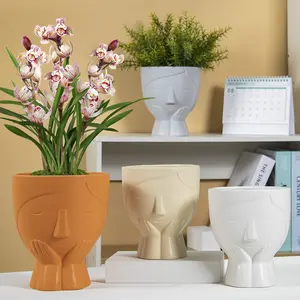 Decoração De Casa Personalizada Meninas Bonitas Cabeça Fechar Os Olhos Plantador De Cerâmica Planta Flor Suculenta Cactus Pots