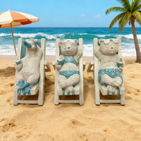 Figurine en résine sur le thème de la plage, ours polaire mignon sur chaise longue, décoration nautique côtière pour la maison, le bureau, le salon