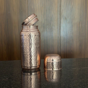 Handcrafted Pure <b>Copper</b> Jumbo Water Bottle Lid <b>Cup</b> Anti-corrosion Coating Portable Classic Design Gift Box Packaging Drinkware - Product Image 1