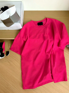 Camiseta Corta de Verano 2026 para Mujer, Holgada, Estilizadora, Cuello Redondo, Color Sólido, con Logotipo, de Algodón - Product Image 3