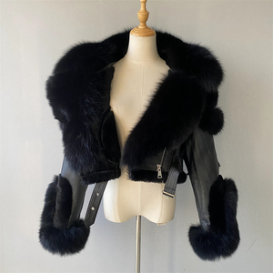 Jxwatcher Giacca in Vera <span class=keywords><strong>Pelliccia</strong></span> di Volpe Personalizzabile all'Ingrosso, <span class=keywords><strong>con</strong></span> <span class=keywords><strong>Cappuccio</strong></span>, Corta, <span class=keywords><strong>con</strong></span> Cintura, in Vera Pelle di Montone per Donne - Product Image 4