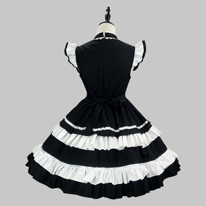 Chinese Maid Lolita Dress Black Burgundy Polyester Cosplay Costume For Anime Role Play Spring 2025 - Product Image 3