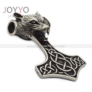 Collier pendentif unisexe en acier inoxydable plaqué or, motif croix punk hip-hop, marteau de Thor <span class=keywords><strong>viking</strong></span>, tendance, haute qualité, pour anniversaire - Product Image 6