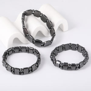 سوار من الهيماتيت الأسود الطبيعي بالجملة، حجر مغناطيسي للطاقة، إكسسوار مجوهرات يدوية الصنع - Product Image 1