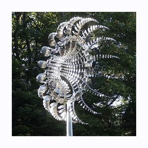 Adorno de jardín abstracto arte de Metal de acero inoxidable pulido en forma de corazón de viento escultura cinética para venta - Product Image 2
