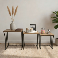 Table console moderne en métal noir durable et écologique, ensemble de 3 pièces pour villa, hôtel, salon, cuisine, meubles de maison, appartement