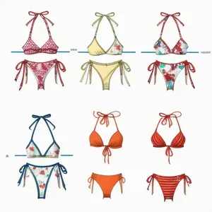 Biquíni Personalizado de Duas Peças com Novo Design da Moda em Tecido Holográfico com Amarração Halter para Moças e Garotas - Product Image 3