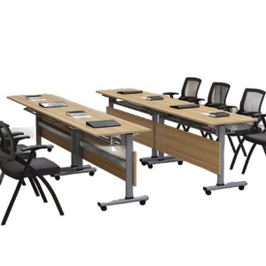 Mesa de Conferencia Plegable, Escritorio Modular Móvil, Color Madera Natural, Conjuntos Escolares, Sala de Estudio, Espacio Comercial, Duradera - Product Image 5