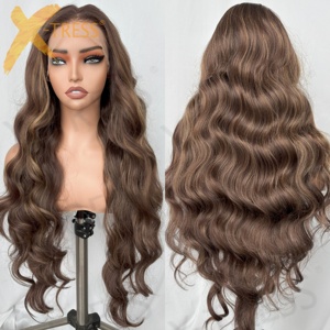 X-TRESS làm nổi bật Ombre ren phía trước Tóc Giả 32 inch Pre nhổ với mái tóc bé làm nổi bật màu sắc tổng hợp tóc giả glueless tóc giả - Product Image 1