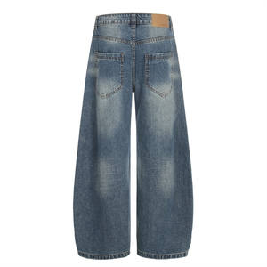 Jeans scimitar en denim <span class=keywords><strong>blanc</strong></span> délavé de style américain vintage, taille mi-haute, coupe ample, pantalon large pour homme, tendance de la marque - Product Image 2