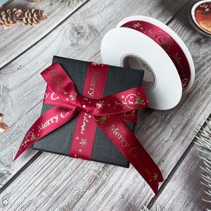Ruban en polyester satiné double face avec feuille d'or pour emballage de boîte cadeau de Noël, décoration de fête - Product Image 3