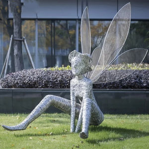 Figura de Hada de acero inoxidable personalizada, escultura para jardín, hotel, decoraciones creativas al aire libre - Product Image 2