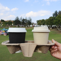 Plateau porte-gobelets en pâte à papier, support pour 2 tasses à café à emporter pour les commerces de vente à emporter, les bars à jus, les épiceries et les restaurants