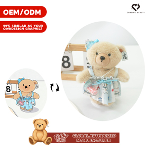 Robe de poupée ours blanc rayée bleue et blanche avec accessoire tasse de thé au lait à bretelles et ensemble de costume d'ours - Product Image 2