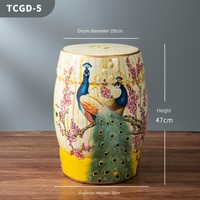 Tabouret de Tambour en Céramique de Style Chinois Vintage Décor à la Maison avec Oiseau et Fleur pour Table ou Rack de Salon